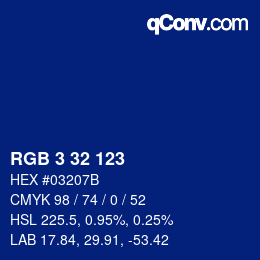Color code: RGB 3 32 123 | qconv.com