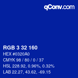 颜色代码: RGB 3 32 160 | qconv.com