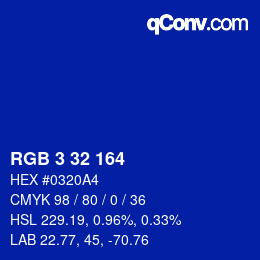 Color code: RGB 3 32 164 | qconv.com