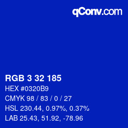 Color code: RGB 3 32 185 | qconv.com