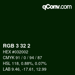カラーコード: RGB 3 32 2 | qconv.com