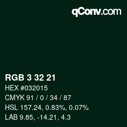 Color code: RGB 3 32 21 | qconv.com