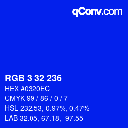 Color code: RGB 3 32 236 | qconv.com
