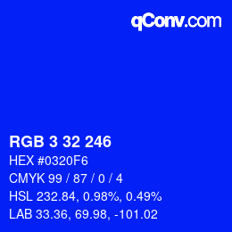 Color code: RGB 3 32 246 | qconv.com