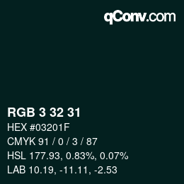 カラーコード: RGB 3 32 31 | qconv.com