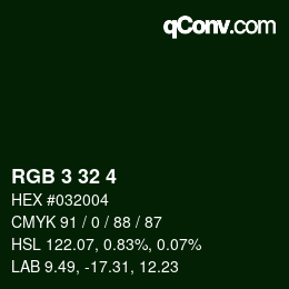 Color code: RGB 3 32 4 | qconv.com