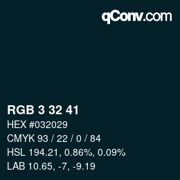 カラーコード: RGB 3 32 41 | qconv.com