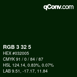 Color code: RGB 3 32 5 | qconv.com