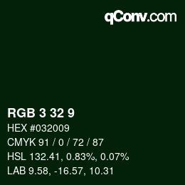 カラーコード: RGB 3 32 9 | qconv.com
