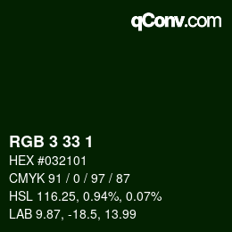 Color code: RGB 3 33 1 | qconv.com