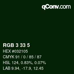 Color code: RGB 3 33 5 | qconv.com