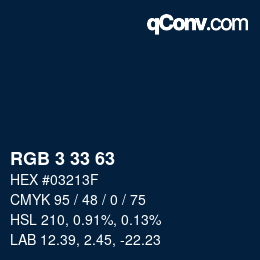 Color code: RGB 3 33 63 | qconv.com