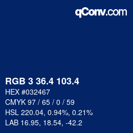 カラーコード: RGB 3 36.4 103.4 | qconv.com