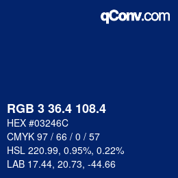 カラーコード: RGB 3 36.4 108.4 | qconv.com