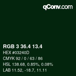 カラーコード: RGB 3 36.4 13.4 | qconv.com