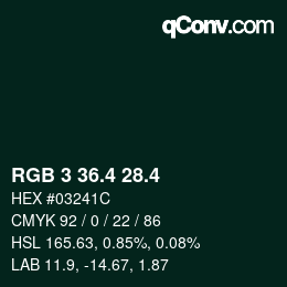 カラーコード: RGB 3 36.4 28.4 | qconv.com