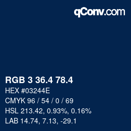 カラーコード: RGB 3 36.4 78.4 | qconv.com