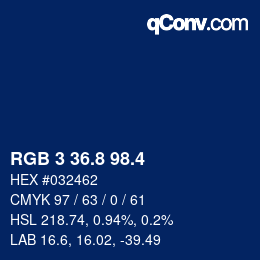 カラーコード: RGB 3 36.8 98.4 | qconv.com