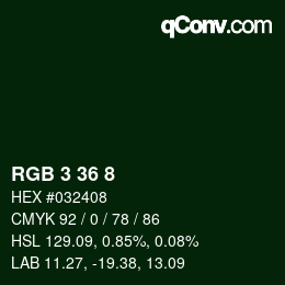 Color code: RGB 3 36 8 | qconv.com