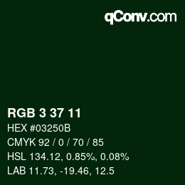 Color code: RGB 3 37 11 | qconv.com