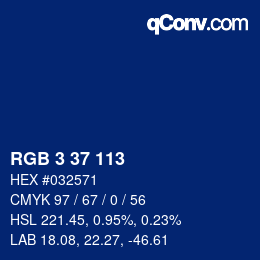 Color code: RGB 3 37 113 | qconv.com