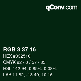 Color code: RGB 3 37 16 | qconv.com