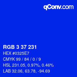 Color code: RGB 3 37 231 | qconv.com