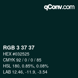 カラーコード: RGB 3 37 37 | qconv.com
