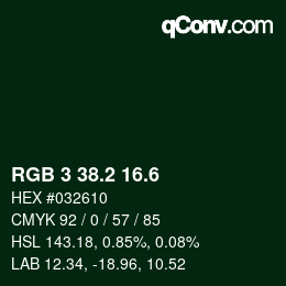 カラーコード: RGB 3 38.2 16.6 | qconv.com