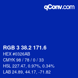 カラーコード: RGB 3 38.2 171.6 | qconv.com