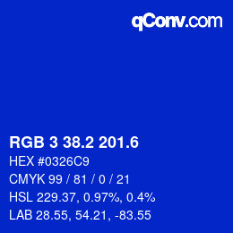 カラーコード: RGB 3 38.2 201.6 | qconv.com