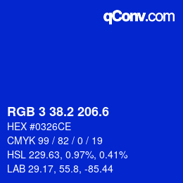 カラーコード: RGB 3 38.2 206.6 | qconv.com