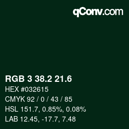 カラーコード: RGB 3 38.2 21.6 | qconv.com