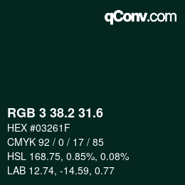 カラーコード: RGB 3 38.2 31.6 | qconv.com