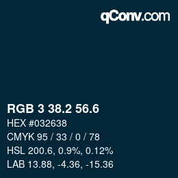 カラーコード: RGB 3 38.2 56.6 | qconv.com