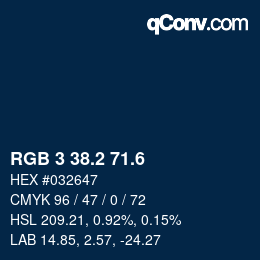 カラーコード: RGB 3 38.2 71.6 | qconv.com