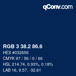 カラーコード: RGB 3 38.2 86.6 | qconv.com