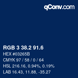 カラーコード: RGB 3 38.2 91.6 | qconv.com
