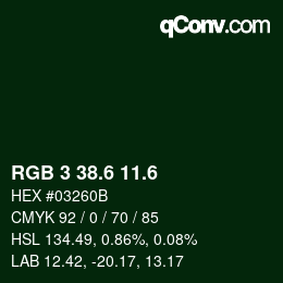 カラーコード: RGB 3 38.6 11.6 | qconv.com