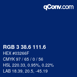 カラーコード: RGB 3 38.6 111.6 | qconv.com