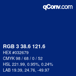 カラーコード: RGB 3 38.6 121.6 | qconv.com