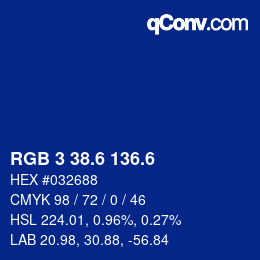 カラーコード: RGB 3 38.6 136.6 | qconv.com