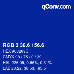 カラーコード: RGB 3 38.6 156.6 | qconv.com