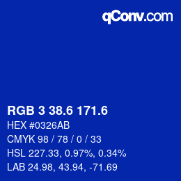 カラーコード: RGB 3 38.6 171.6 | qconv.com