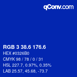カラーコード: RGB 3 38.6 176.6 | qconv.com