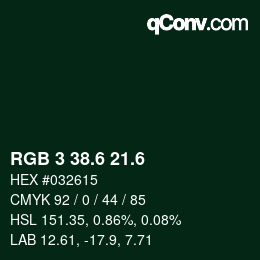 カラーコード: RGB 3 38.6 21.6 | qconv.com