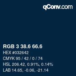 カラーコード: RGB 3 38.6 66.6 | qconv.com