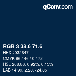 カラーコード: RGB 3 38.6 71.6 | qconv.com