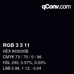 カラーコード: RGB 3 3 11 | qconv.com
