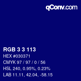 Farbcode: RGB 3 3 113 | qconv.com